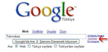 Google Tercihler Google Tercihler