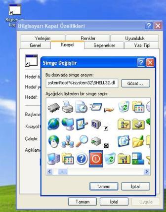 windows xp  kapat düğmesi